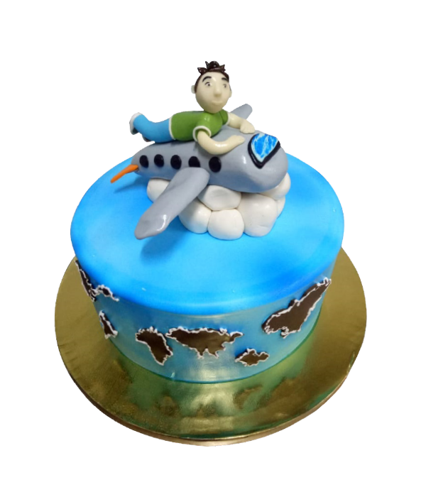 Boy with Aeroplane Cake