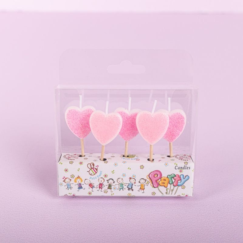 Glittered Pink Heart Candle 